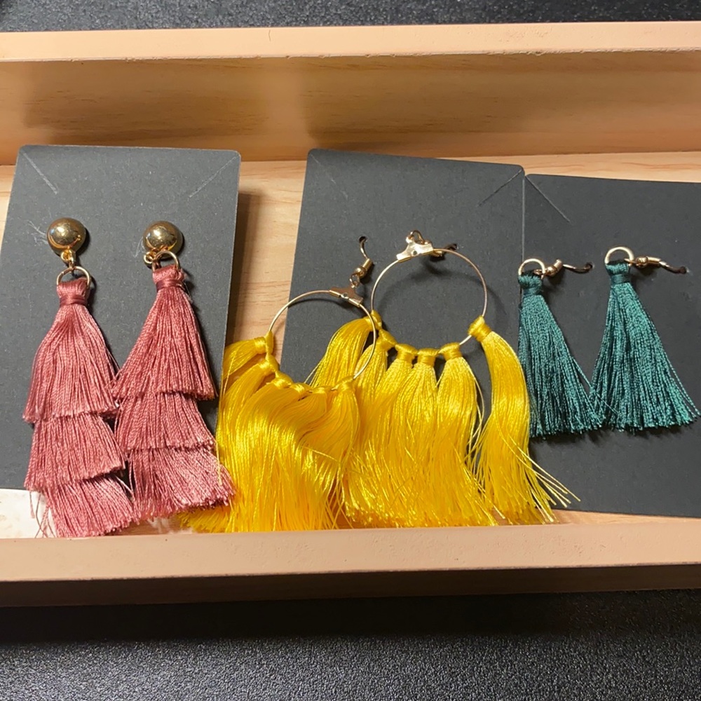 3 pairs of fringe earrings for $10